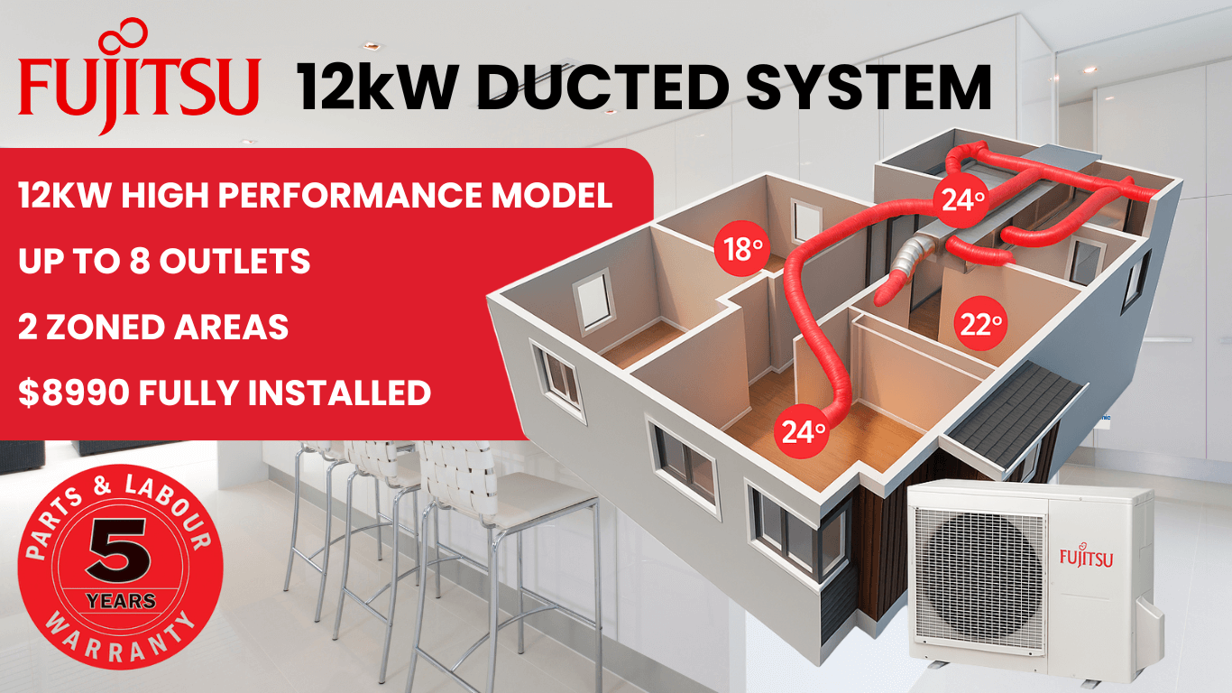 Fujitsu 12kW Ducted Reverse Cycle System Only $8990 Fully Installed