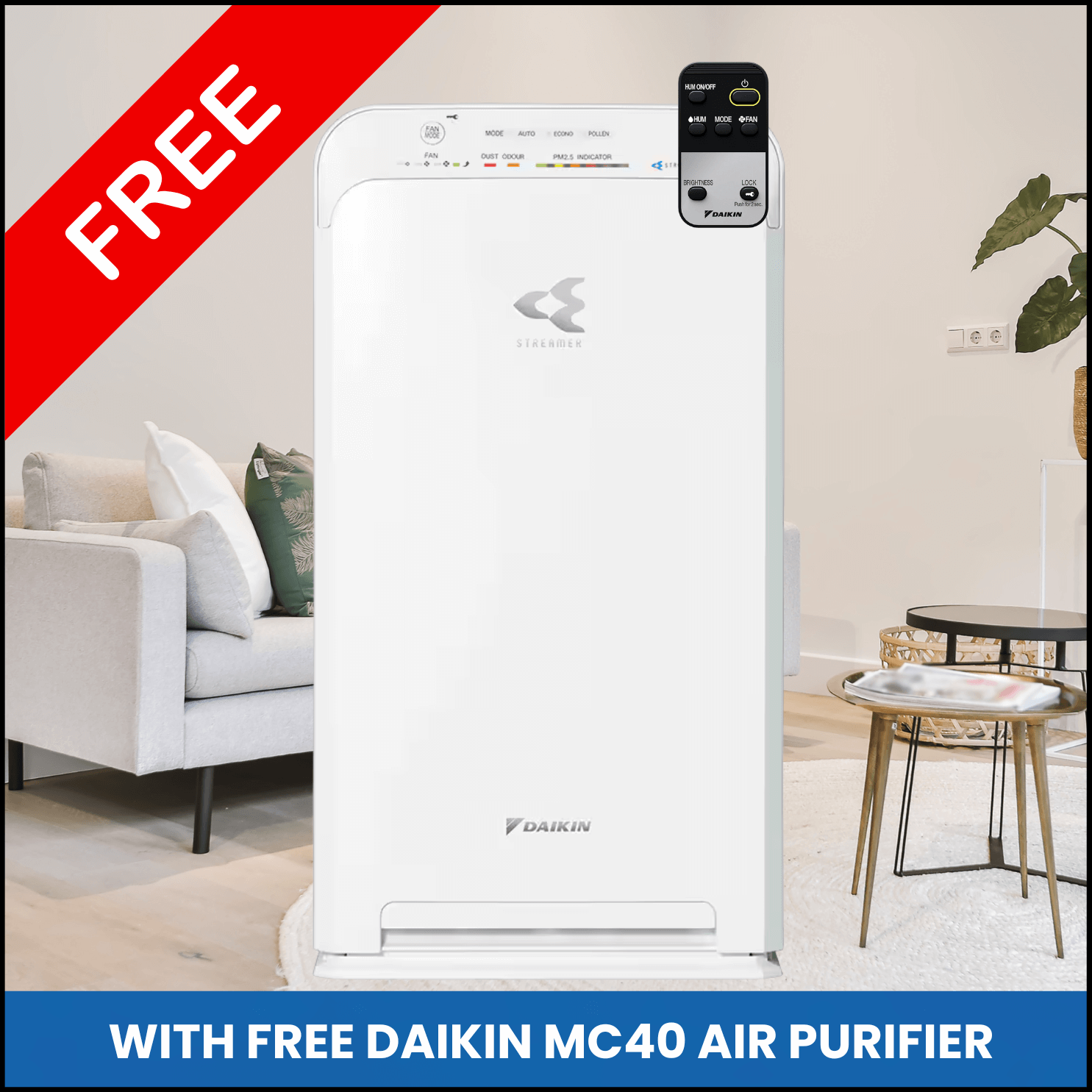 Free Daikin MC40 Air Purifier worth $500 with every Daikin 14kW system installed