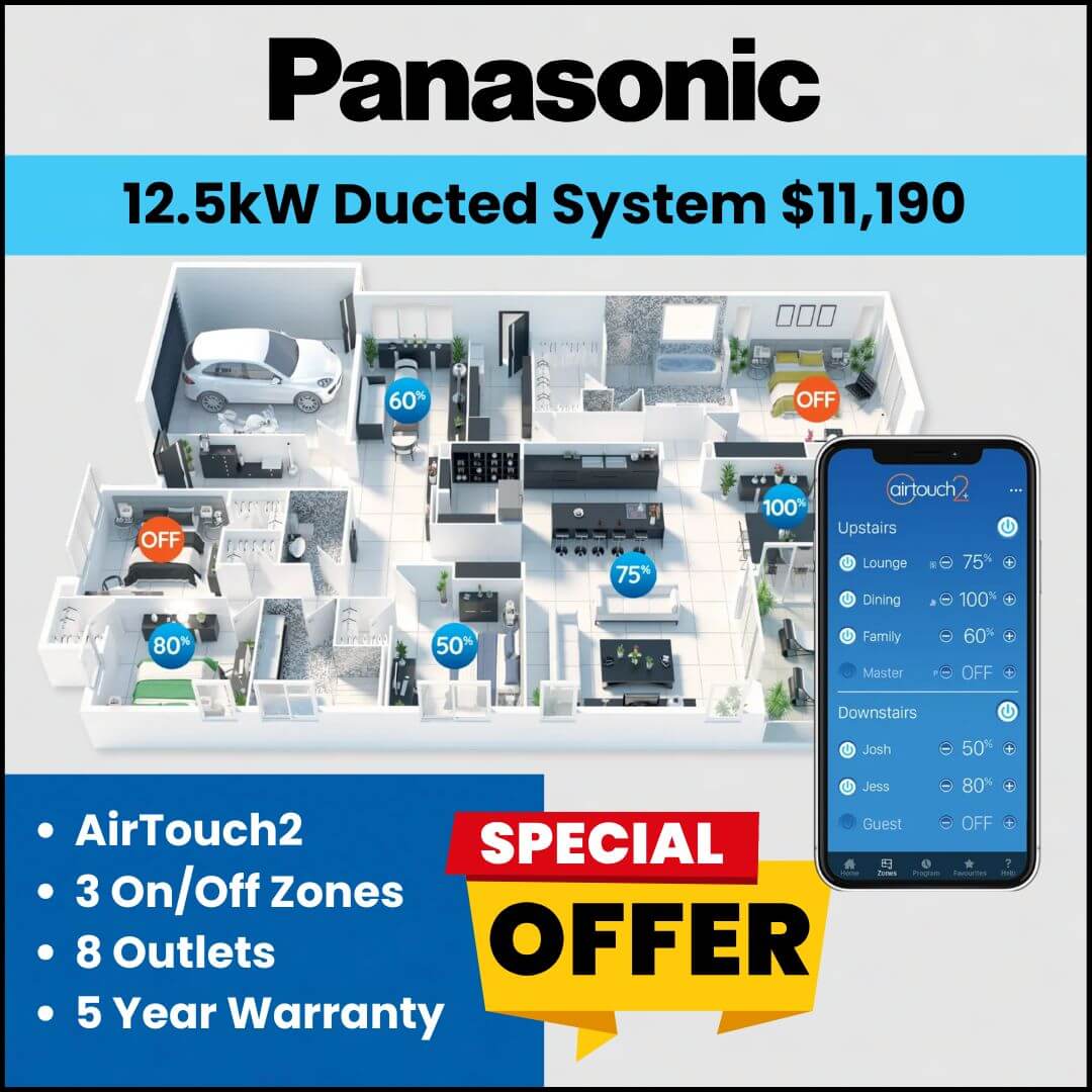 Panasonic 12.5kW ducted reverse cycle system special offer Melbourne