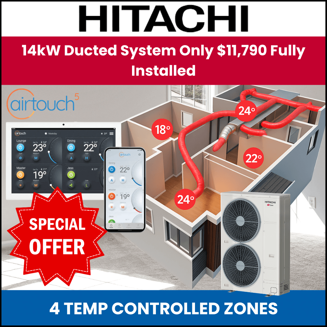 Hitachi 14kW ducted reverse cycle system special