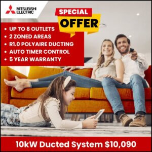 Mitsubishi Electric 10KW ducted reverse cycle system