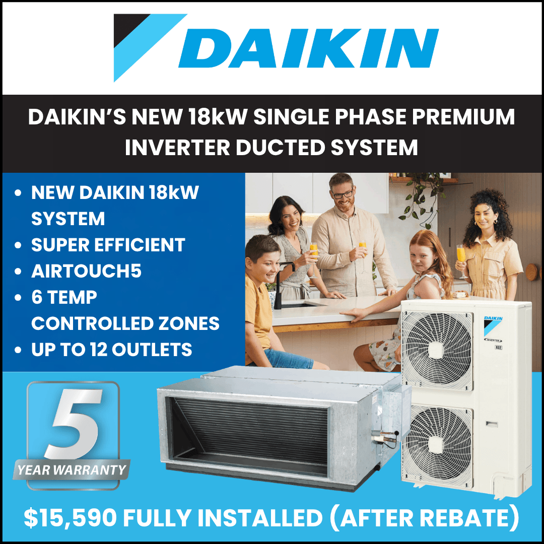 Daikin 18kW ducted reverse cycle system melbourne