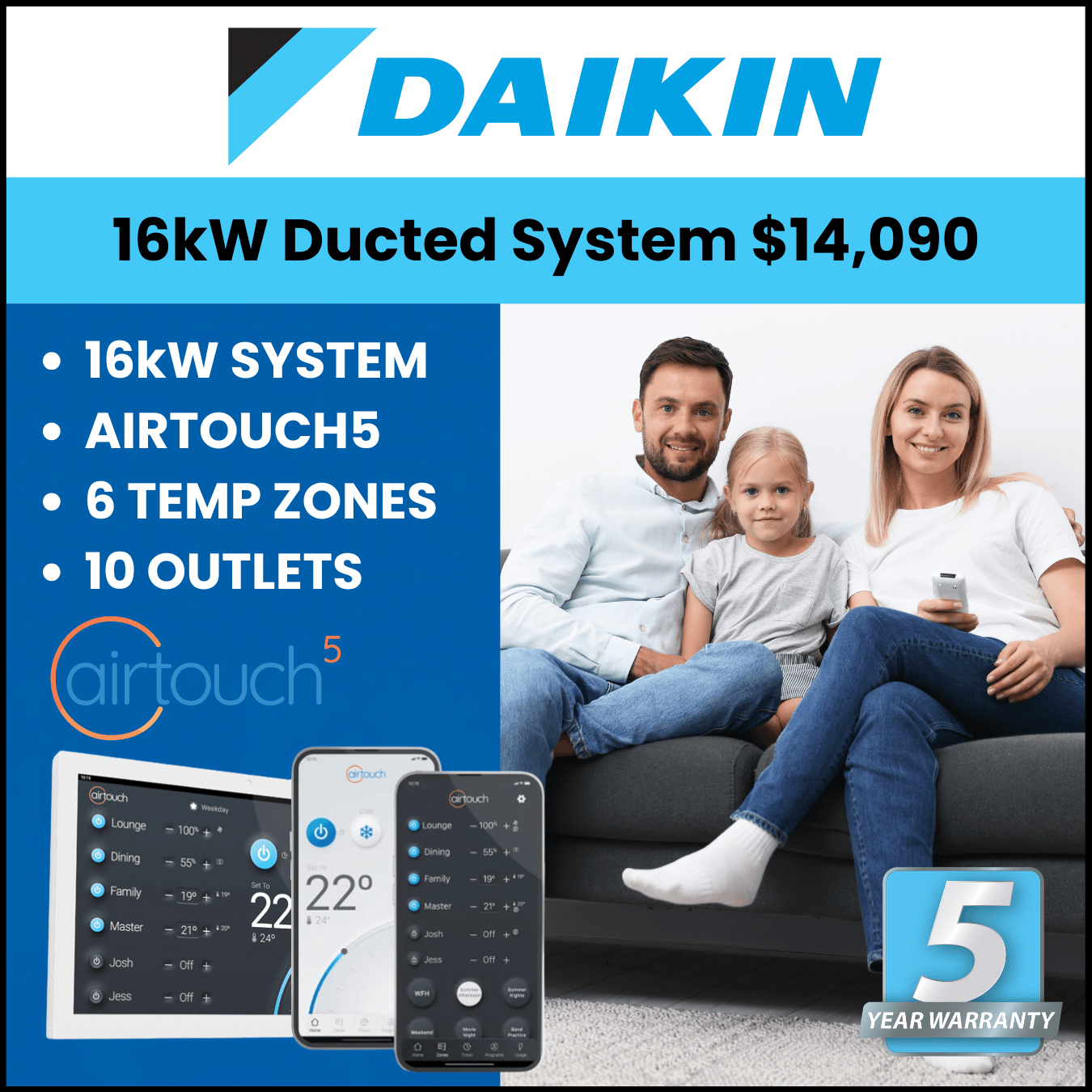 Daikin 16kw ducted reverse cycle system special