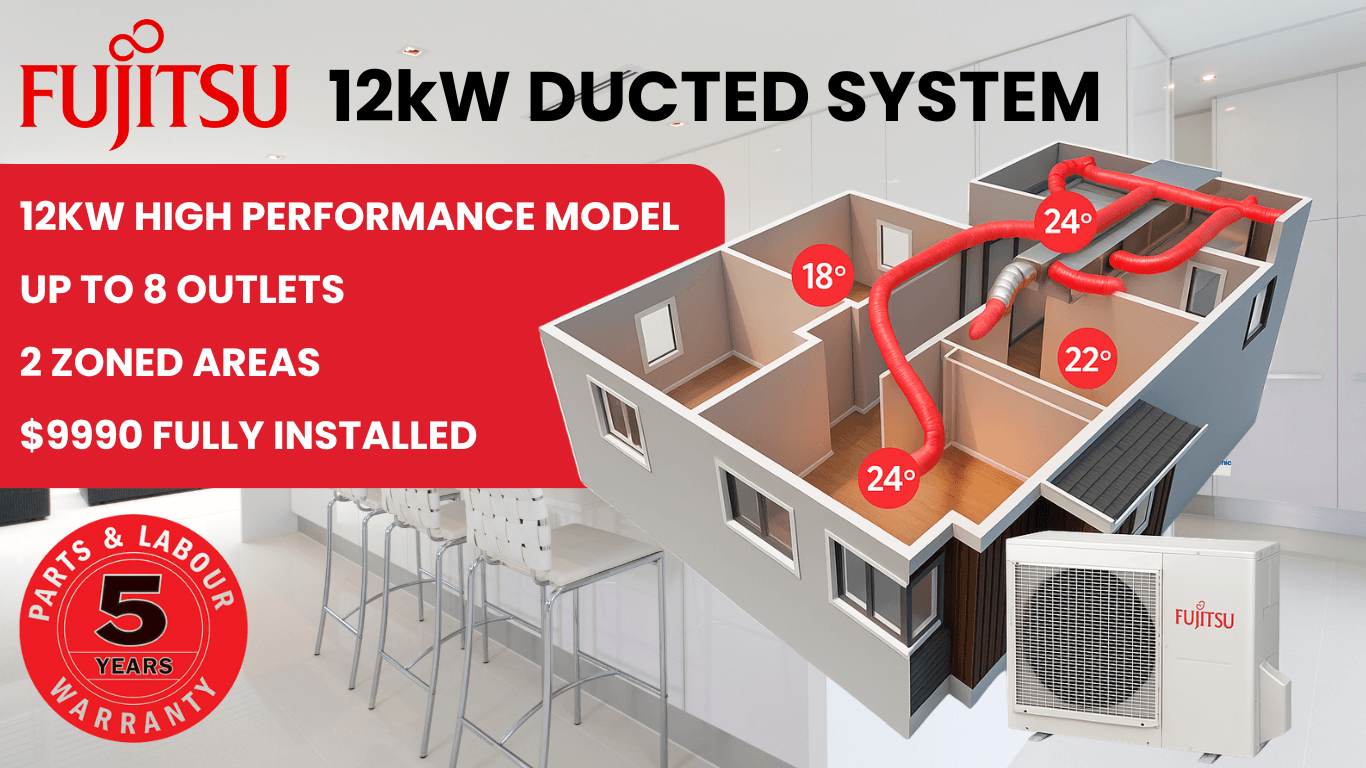 Fujitsu 12kw ducted reverse cycle heating and cooling special offer