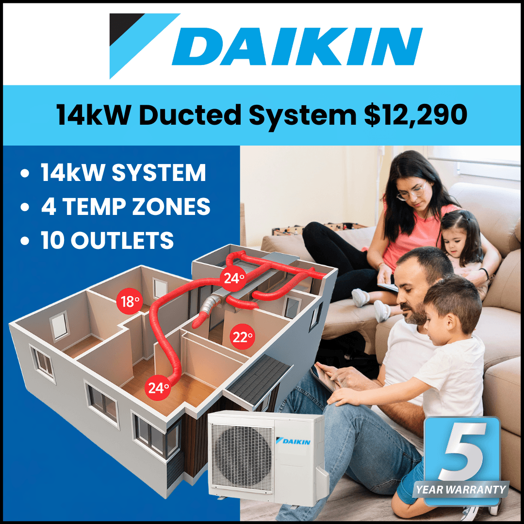 Daikin 14kw ducted reverse cycle system