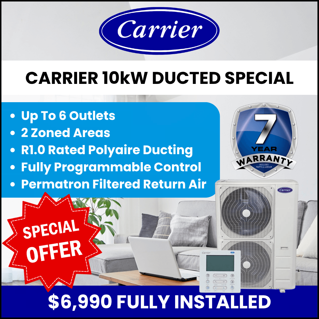 Carrier 10kW ducted reverse cycle system special offer